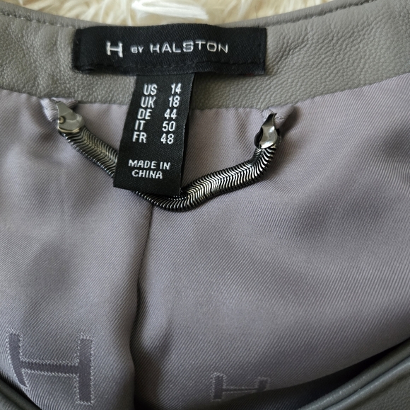 H by Halston Gray Leather Perforated Jacket Women Size 14 - Picture 6 of 8